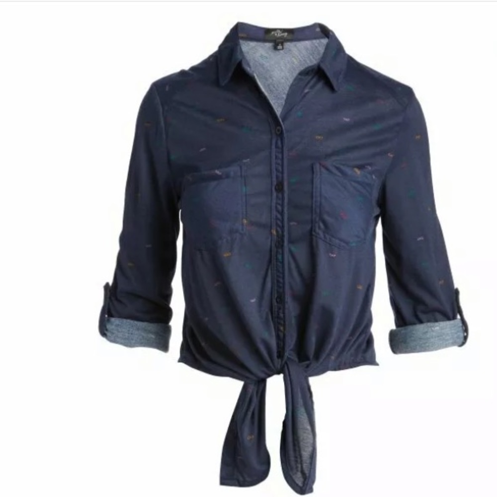 Milk&Honey Women Navy Glasses Tie-Accent Button